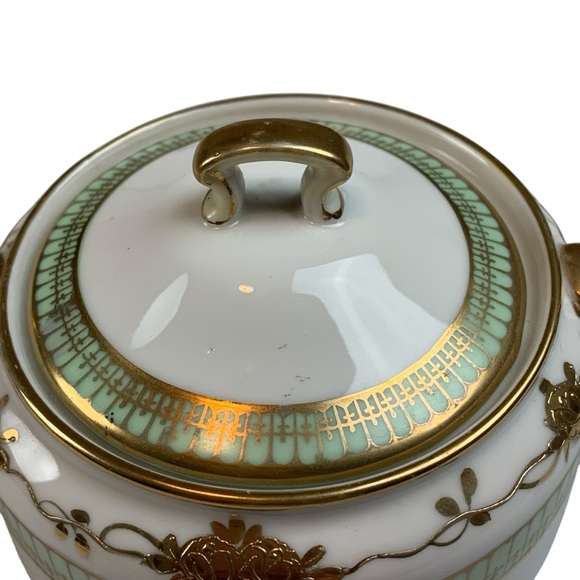 Nippon Hand Painted Moriage Sugar Bowl - Picture 7 of 14